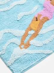 Oliver Bonas Blue Swimmer Rectangle Bath Mat - Image 2 of 5