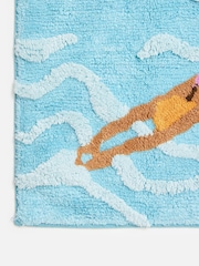 Oliver Bonas Blue Swimmer Rectangle Bath Mat - Image 4 of 5
