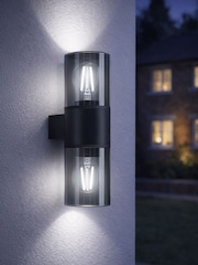 Eglo Black Matt Cropani Glass E27 Outdoor Wall Up and Down Light - Image 1 of 5