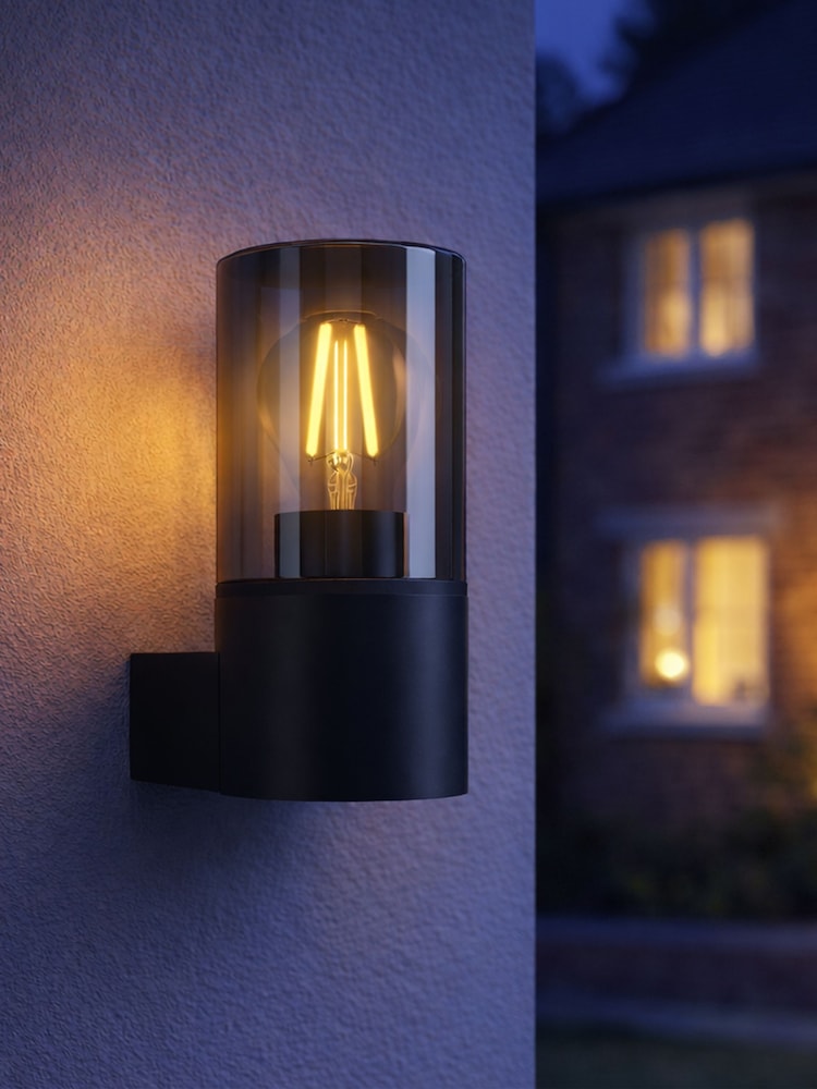 Eglo Black Matt Cropani Glass E27 Outdoor Wall Down Light - Image 1 of 5