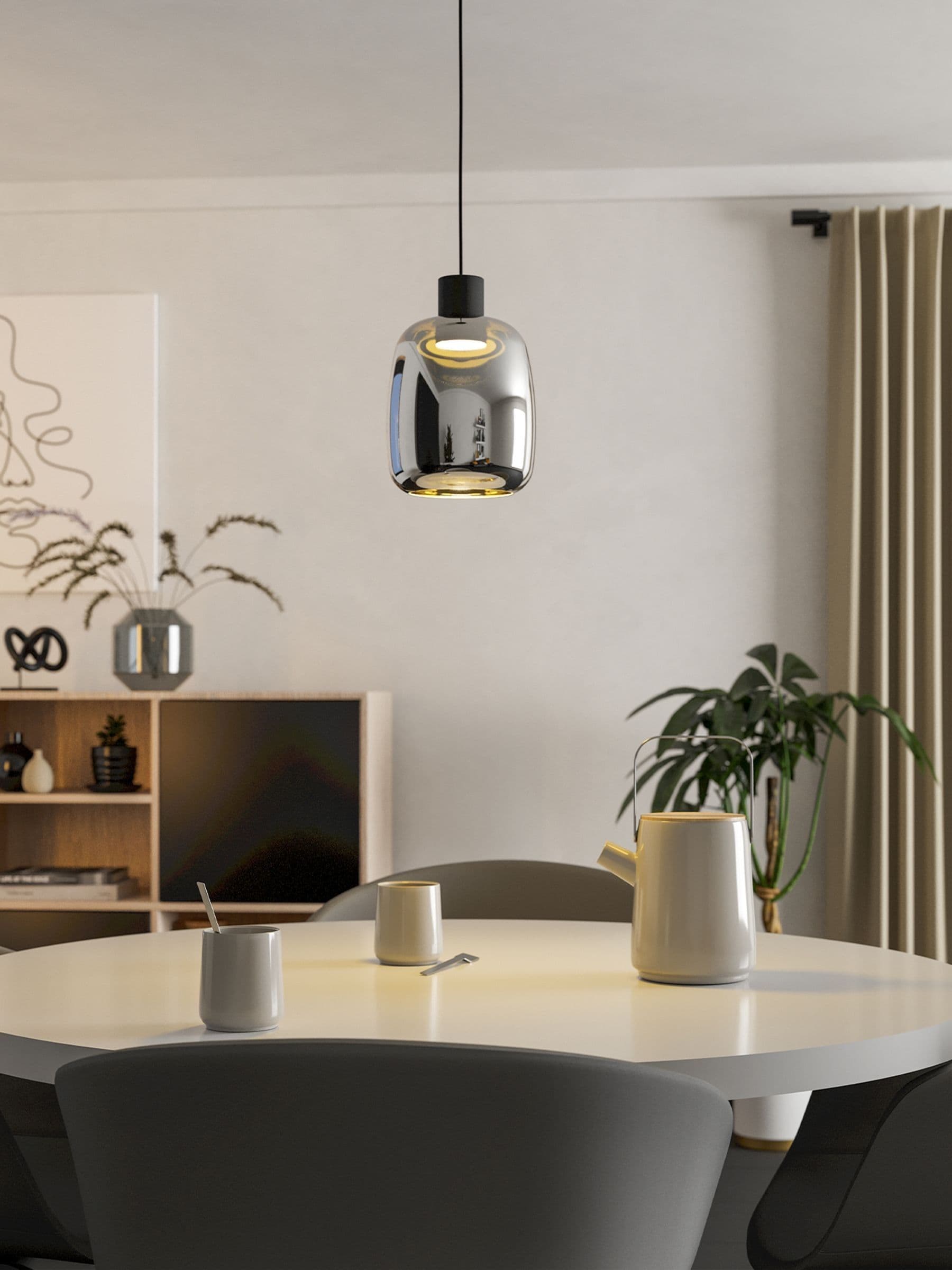 Eglo Unisex Black Molochio-Z Smart Control Vaporised Glass Pendant Ceiling Light - Image 4