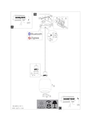 Eglo Black Molochio-Z Smart Control Vaporised Glass Pendant - Image 5 of 6