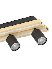 Eglo Black Brown Gesteira Steel & Wood LED 4-Light Spotlight - Image 3 of 5