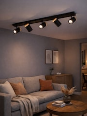 Eglo Black Brown Cartagena Steel/Wood Adjustable 5-Light Spotlight - Image 1 of 5