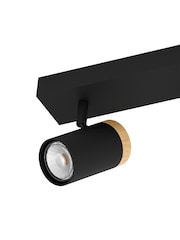 Eglo Black Brown Cartagena Steel/Wood Adjustable 5-Light Spotlight - Image 5 of 5