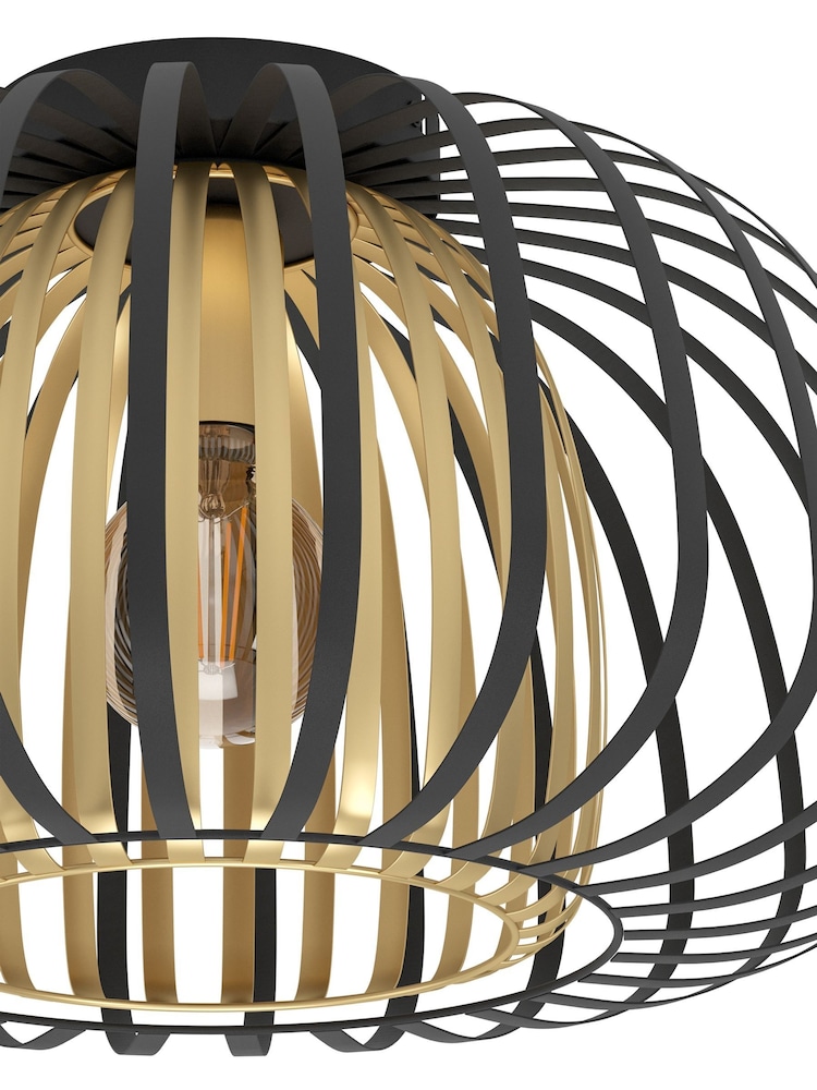 Eglo Black Gold Encinitos Steel Caged Modern Ceiling Light - Image 5 of 5 Eglo Black Gold Encinitos Steel Caged Modern Ceiling Light - Image 5 of 5
