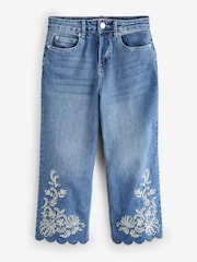 JD Williams Scallop Hem Broderie Crop Jeans - 1的图像1｝