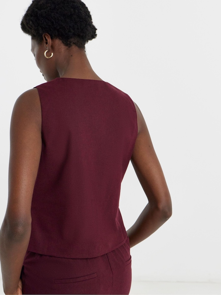 JD Williams Purple Scallop Edge Waistcoat - Image 2 of 4 JD Williams Purple Scallop Edge Waistcoat - Image 2 of 4