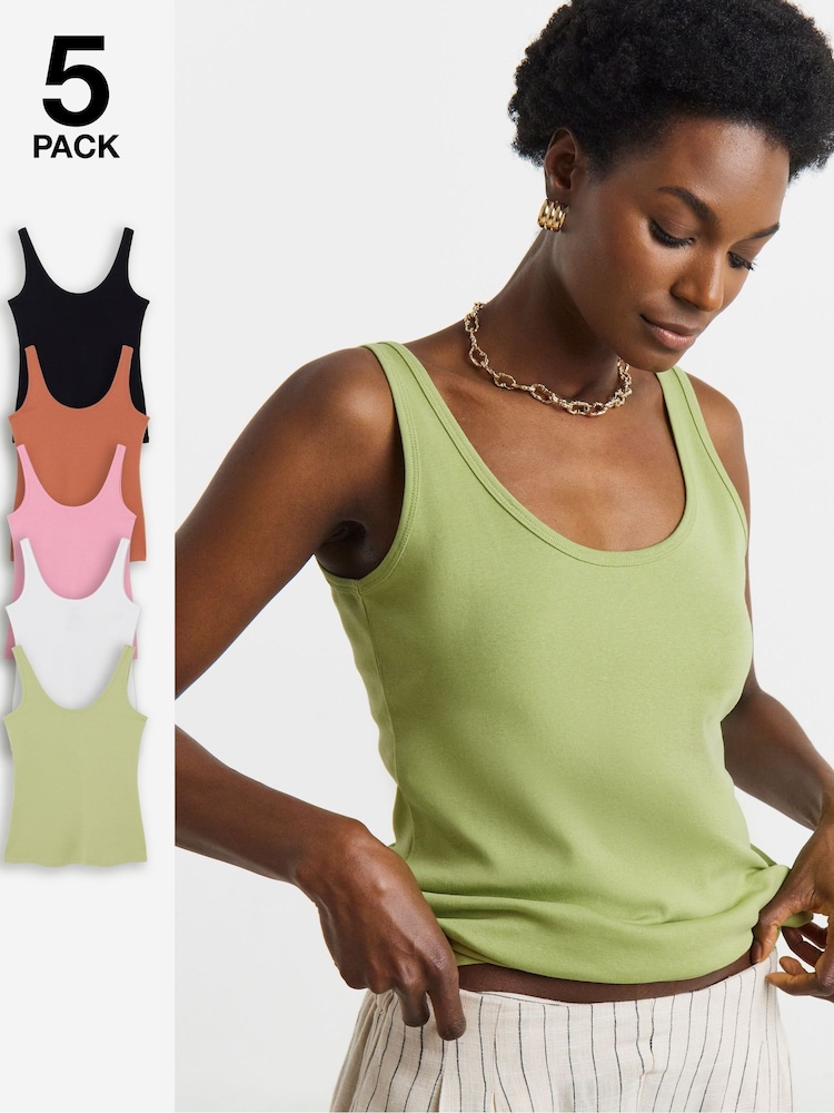 JD Williams Black Vests 5 Pack - Image 1 of 4