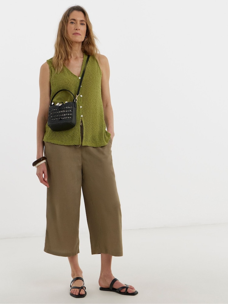 JD Williams Green Boucle Button Through Longline Top - Image 1 of 4