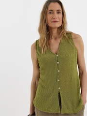 JD Williams Green Boucle Button Through Longline Top - Image 3 of 4