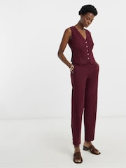 JD Williams Purple Linen Peg Trousers - Image 1 of 4