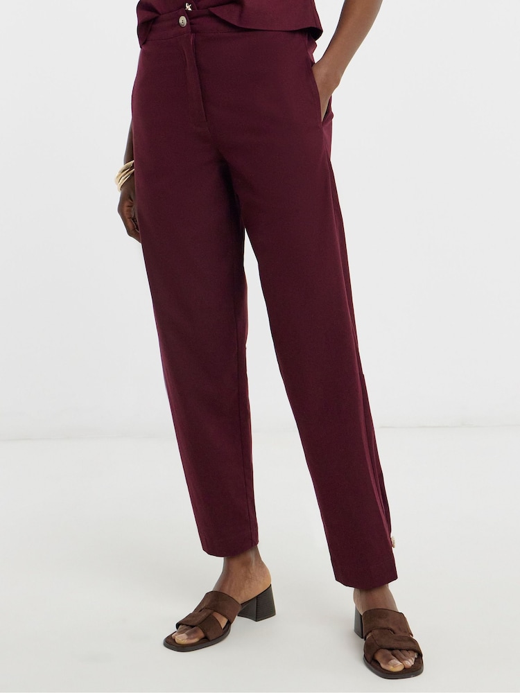 JD Williams Purple Linen Peg Trousers - Image 2 of 4