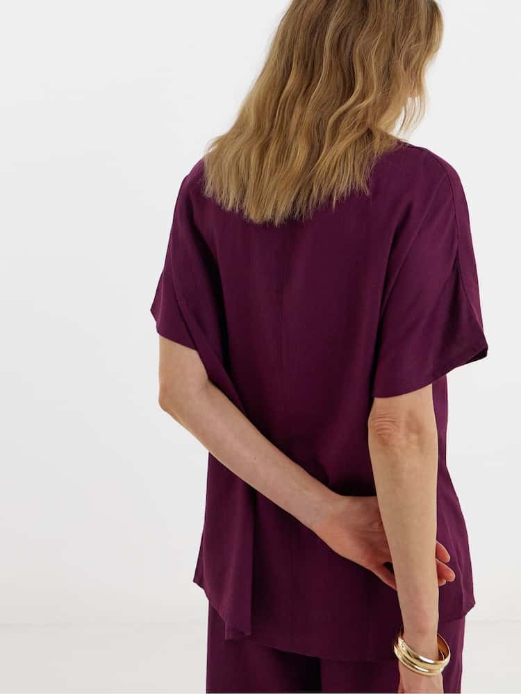JD Williams Purple Linen Mix Metal Trim Tunic Top - Image 2 of 4 JD Williams Purple Linen Mix Metal Trim Tunic Top - Image 2 of 4
