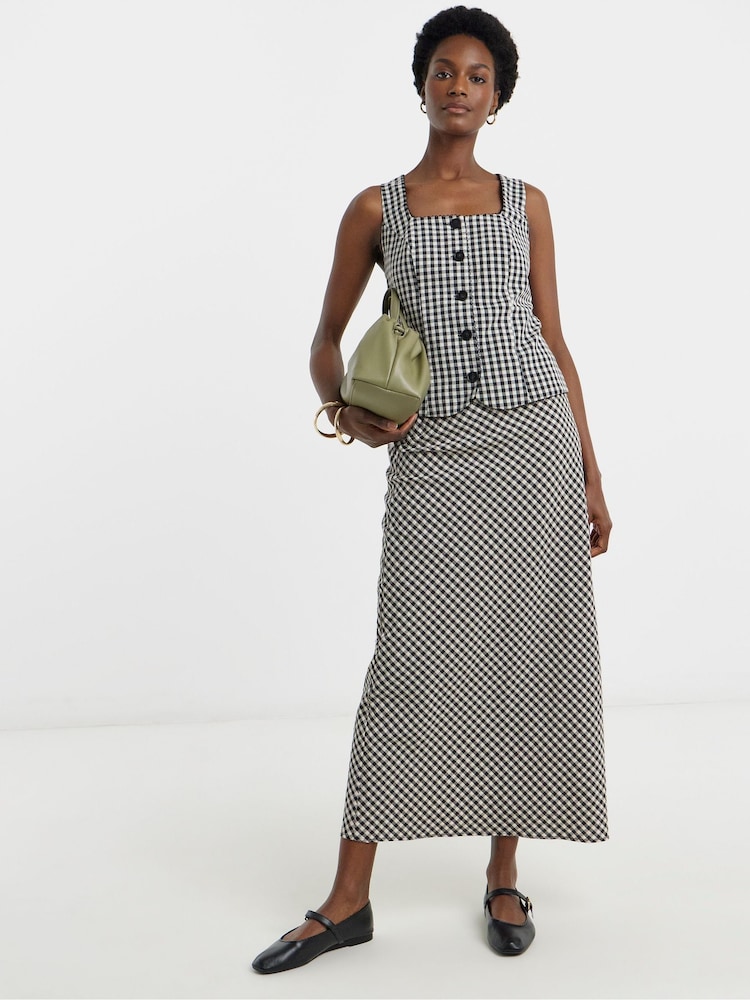 JD Williams White Gingham Midi Skirt - Image 1 of 4 JD Williams White Gingham Midi Skirt - Image 1 of 4