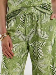 Berde - Pantalon na Malapad na Paa na Pinaghalong Linen ni JD Williams - Larawan 4 ng 4