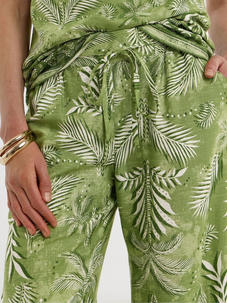 Berde - Pantalon na Malapad na Paa na Pinaghalong Linen ni JD Williams - Larawan 4 ng 4