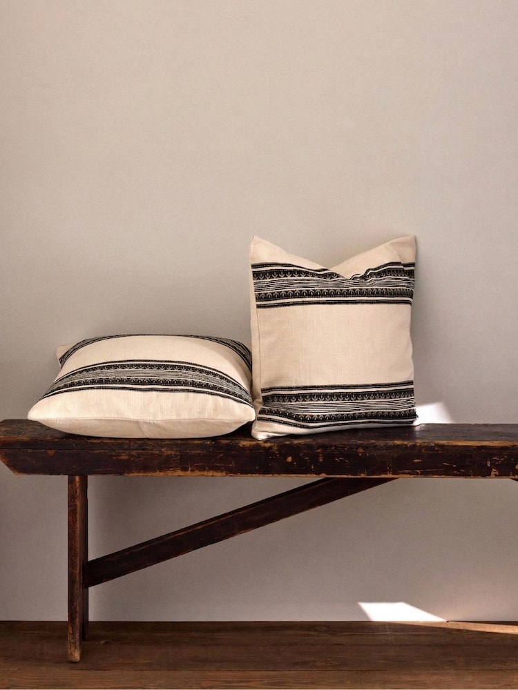 The Set 2 Pack Green Printed Cotton Cushion Covers - Image 1 of 3