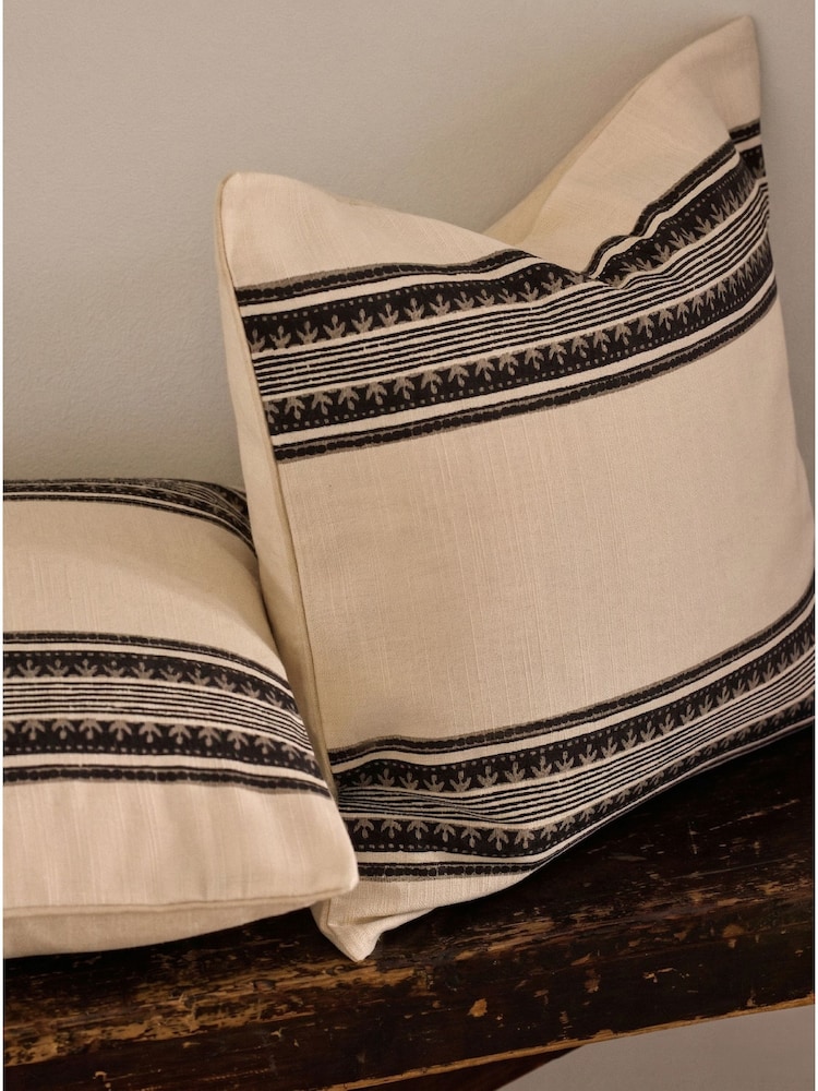 The Set 2 Pack Green Printed Cotton Cushion Covers - Image 2 of 3
