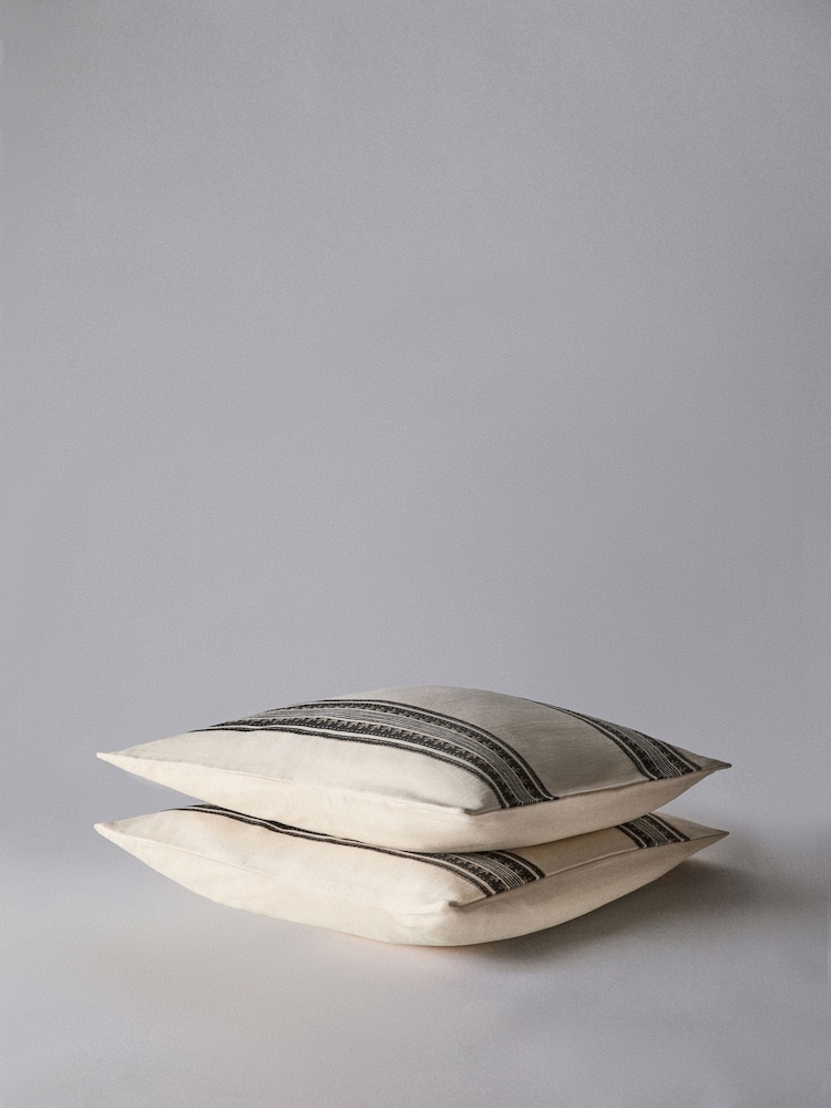 The Set 2 Pack Green Printed Cotton Cushion Covers - Image 3 of 3