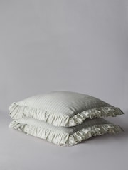 The Set 2 Pack Green Woven Stripe Cushion Covers - Image 3 of 3