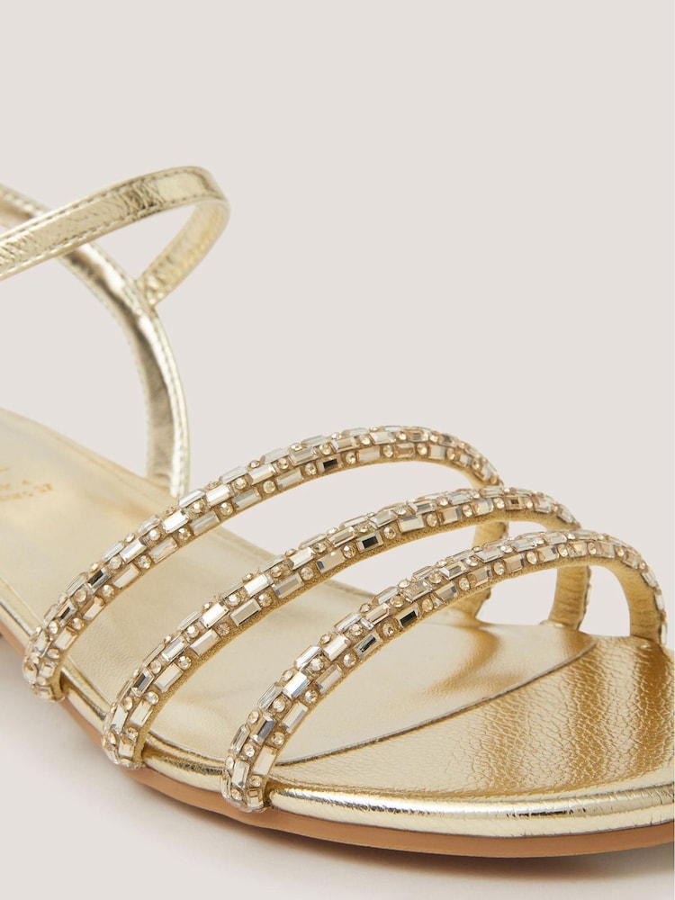 Monsoon Gold Embellished Strap Heels Sandals - Image 2 of 3