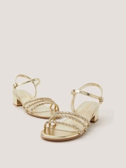 Monsoon Gold Embellished Strap Heels Sandals - Image 3 of 3