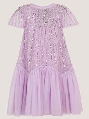 Monsoon Purple Elena Short Sleeve Sequin Party Dress - Image 2 of 4