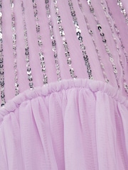 Monsoon Purple Elena Short Sleeve Sequin Party Dress - Image 4 of 4