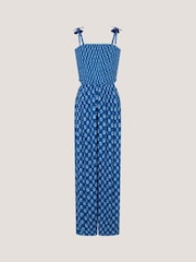 Monsoon Blue Floral Print Cut-Out Jumpsuit - Image 1 of 3