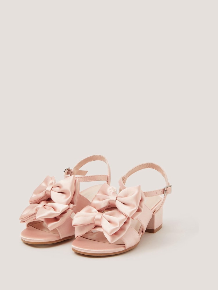 Monsoon Pink Double Bow Heeled Sandals - Image 3 of 3