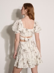 Apricot Grey Floral Cotton Broderie Crop Top - Image 3 of 4