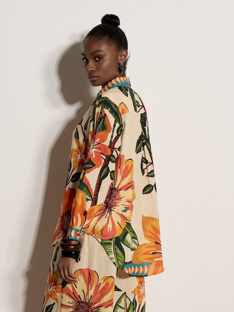 Apricot Natural Tropical Floral Print Shirt - Image 2 of 5