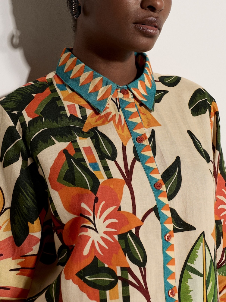Apricot Natural Tropical Floral Print Shirt - Image 5 of 5