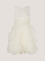 Monsoon White Sequin Embellished Ruffle Party Dress - Image 2 of 3
