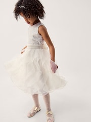 Monsoon White Sequin Embellished Ruffle Party Dress - Image 4 of 4