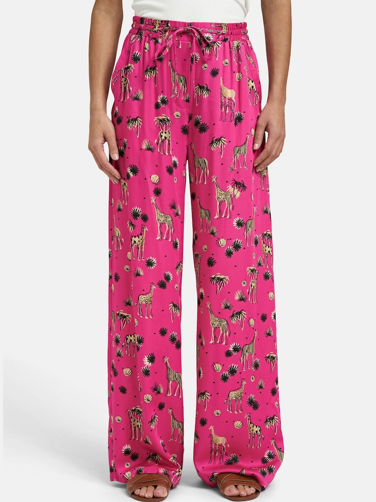 Smith & Soul Pink Giraffe Print Trousers - Image 1 of 5 Smith & Soul Pink Giraffe Print Trousers - Image 1 of 5