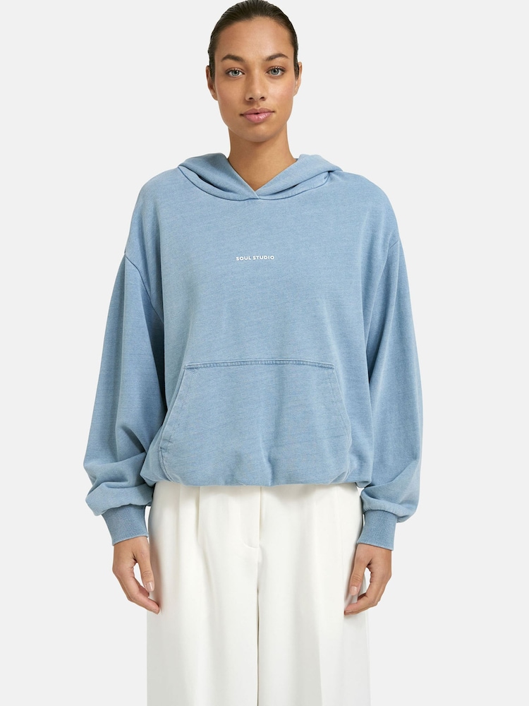 Smith & Soul Blue Soul Studio Oversized Hoodie with Balloon Hem - Image 1 of 5