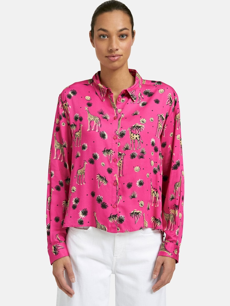 Smith & Soul Pink Giraffe Print Blouse - Image 1 of 5