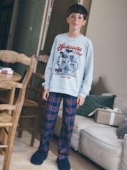 Grey/Navy Seasons Eatings Christmas Pyjamas Set (3-16yrs) - Image 1 of 9