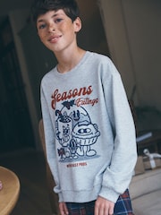 Grey/Navy Seasons Eatings Christmas Pyjamas Set (3-16yrs) - Image 2 of 9