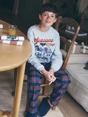Grey/Navy Seasons Eatings Christmas Pyjamas Set (3-16yrs) - Image 3 of 9