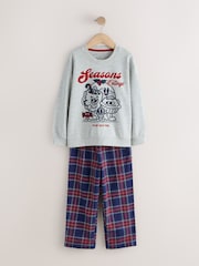 Grey/Navy Seasons Eatings Christmas Pyjamas Set (3-16yrs) - Image 6 of 9