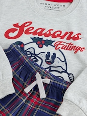 Grey/Navy Seasons Eatings Christmas Pyjamas Set (3-16yrs) - Image 8 of 9