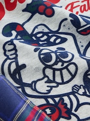 Grey/Navy Seasons Eatings Christmas Pyjamas Set (3-16yrs) - Image 9 of 9