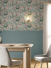 ورق جدران بطول 10م بطبعة ورود ونباتات - صورة 1 من 5