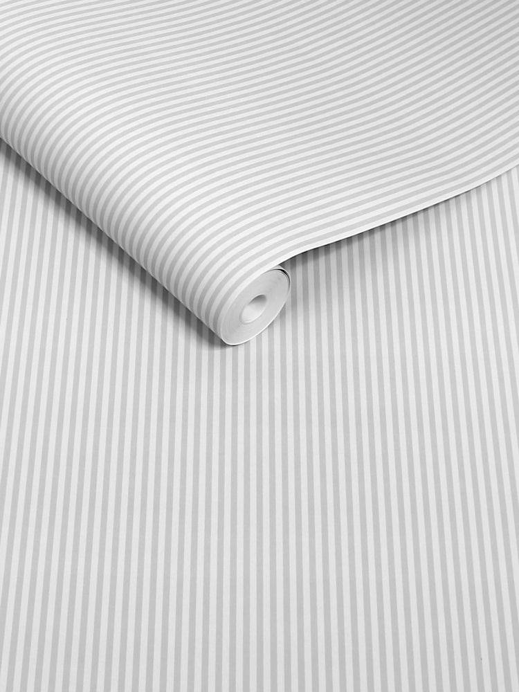 Soft Grey Ticking Stripe 10M Wallpaper - Image 5 of 5