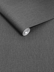 Charcoal Linen Look 10M Wallpaper - Image 4 of 5