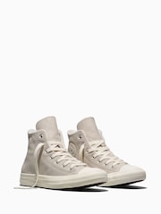 Converse Ecru White Chuck Taylor High Cosy Leather Trainers - Image 4 of 6