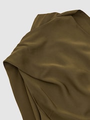 Reiss Khaki Green Sabine Satin Cape-Detail Maxi Dress - Image 6 of 6